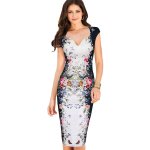 Krémové midi šaty s potiskem - S